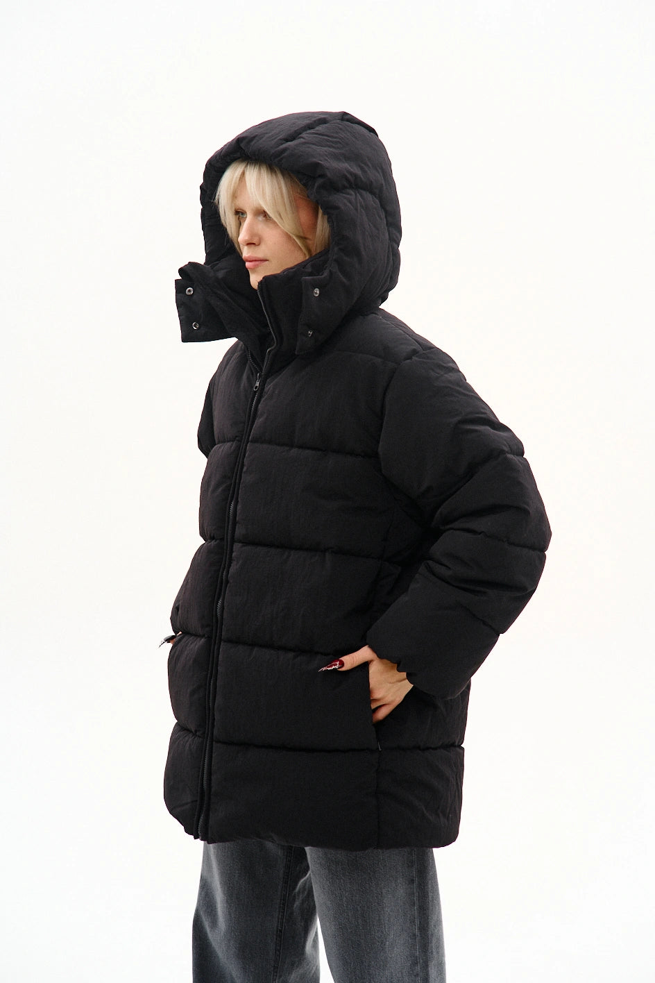 Zimowy wodo- i wiatroodporny puchowiec o kroju oversize “Shou”