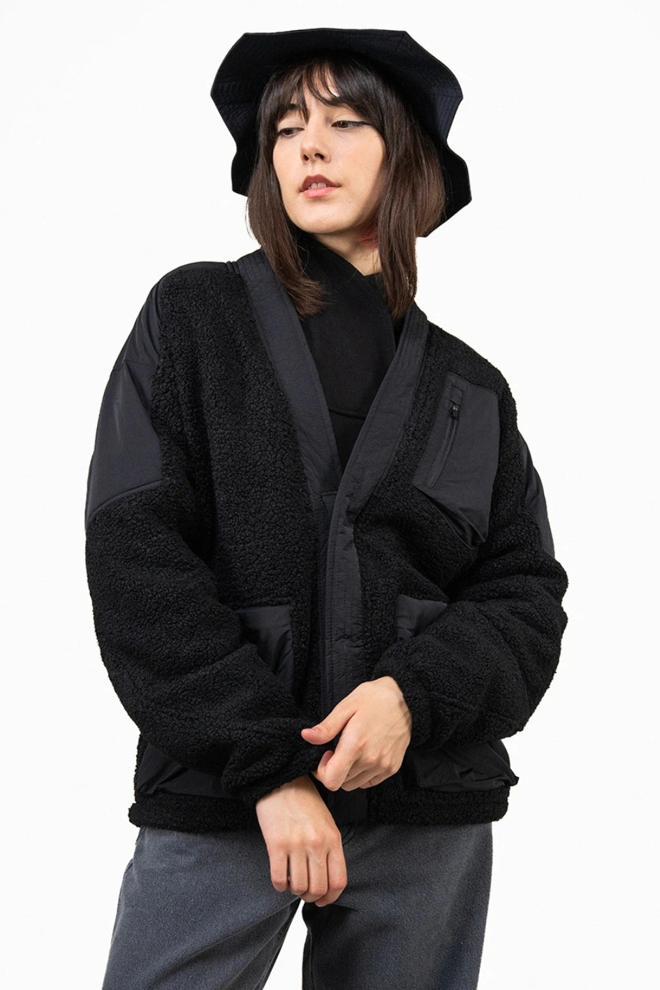 Damen-Kimono aus Fleece und Nylon "Takeda"