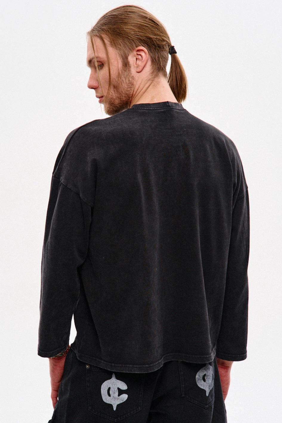Męski longsleeve NCTRNL z efektem sprania „Angry Cat”