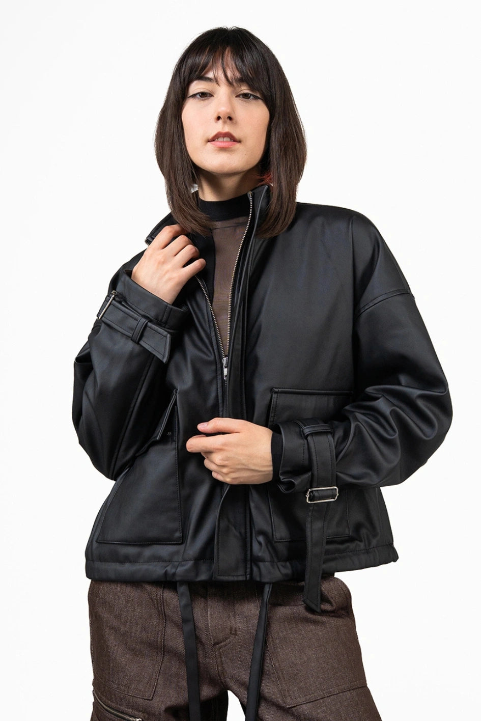 Oversized eco-leather jacket "Rey"