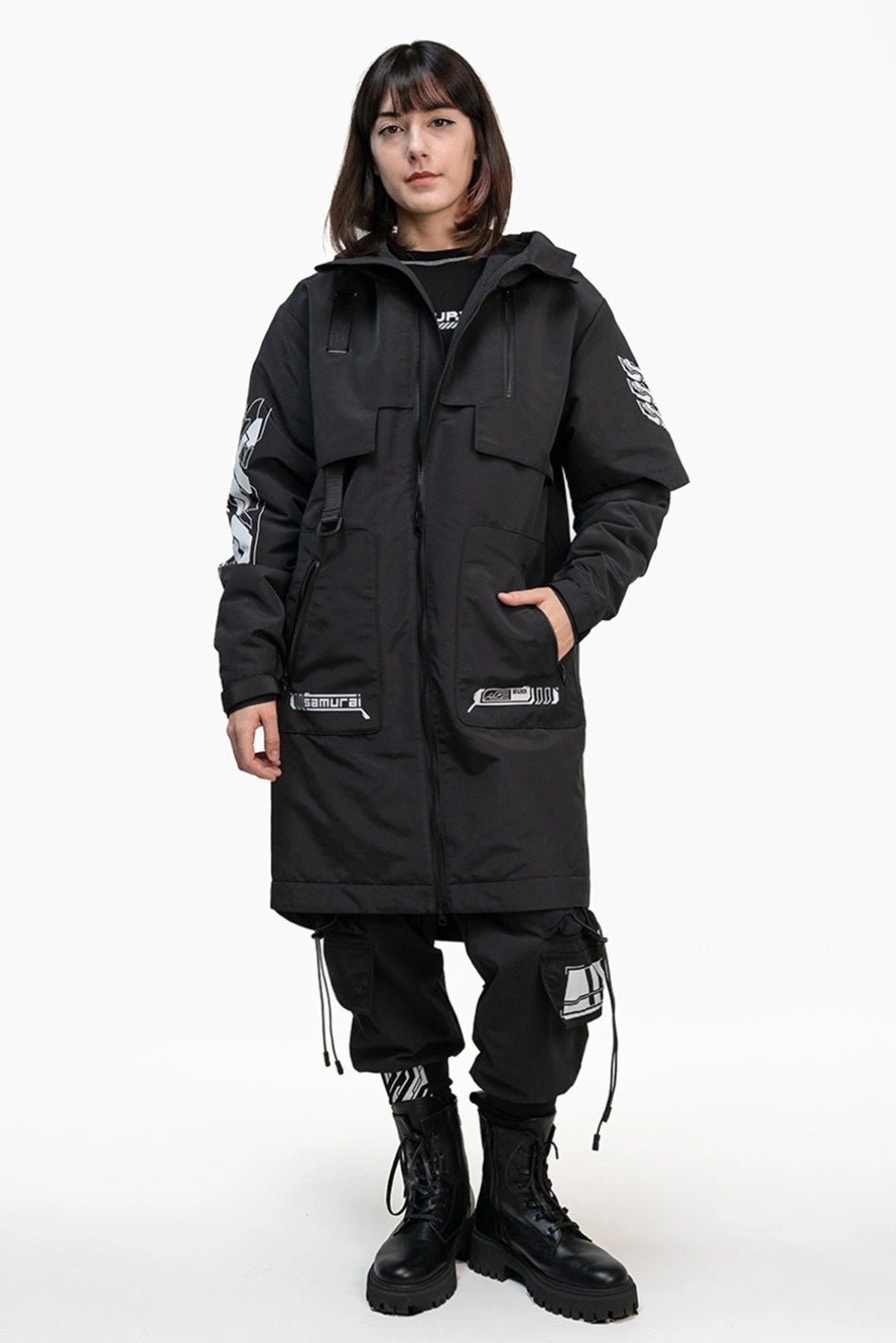 Women's cyberpunk-style printed coat "Viper"