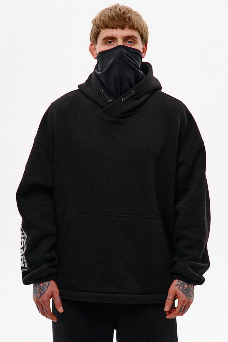 Hoodie with an integrated balaclava and embroidery “Ryuu” 