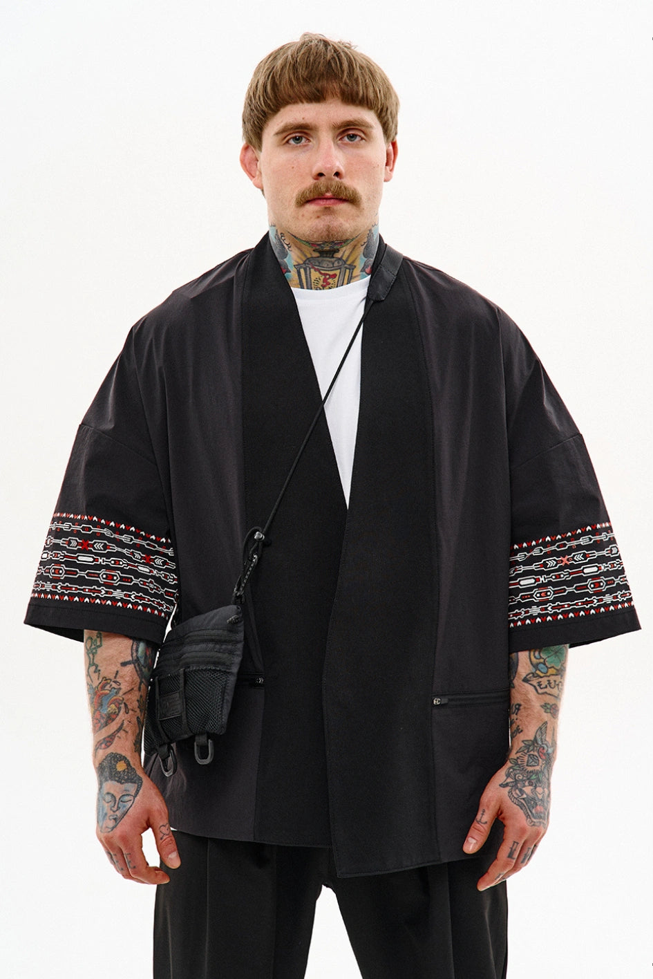Nylon kimono with ethnic prints “Hatori”
