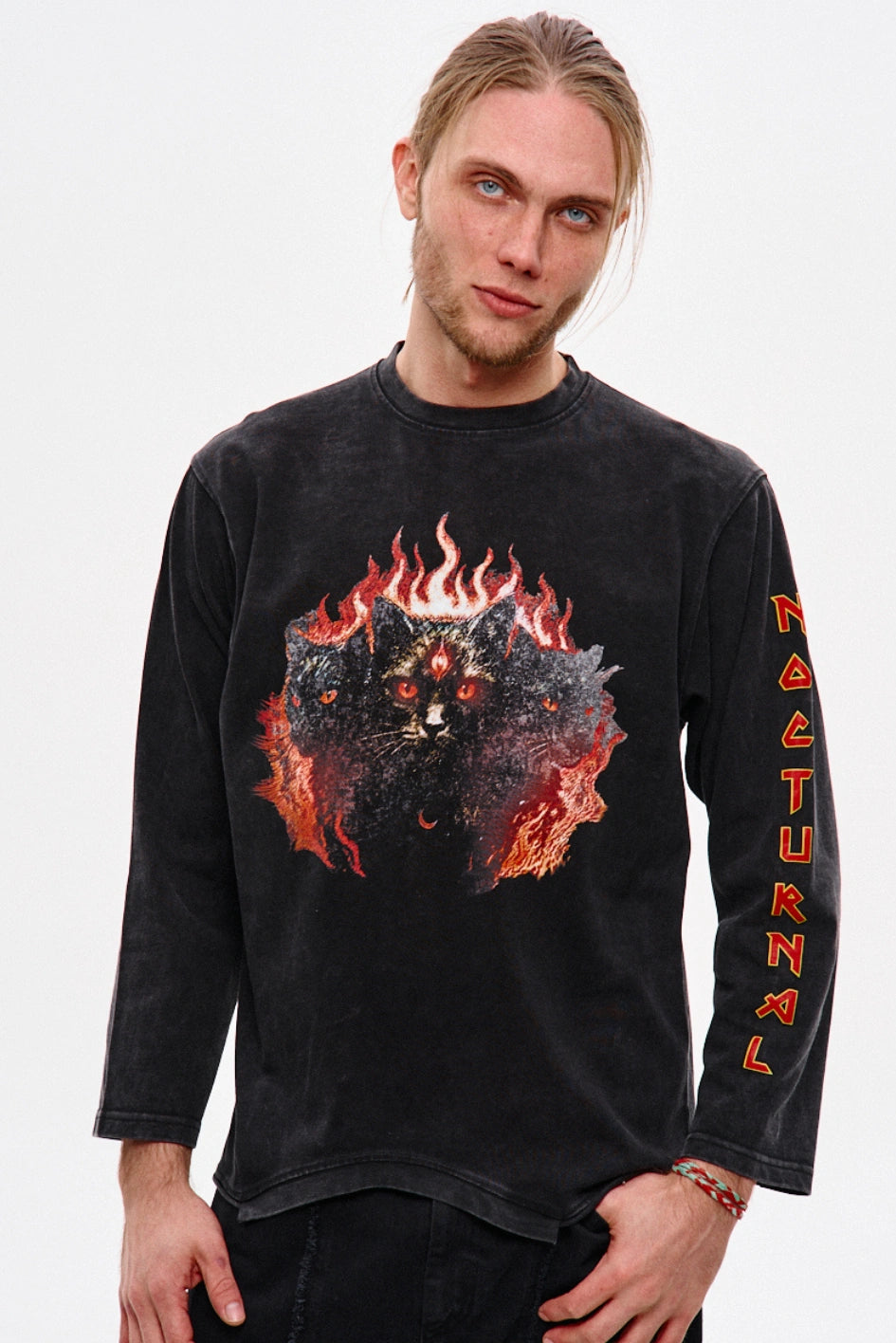 Męski longsleeve NCTRNL „Metal Cat”