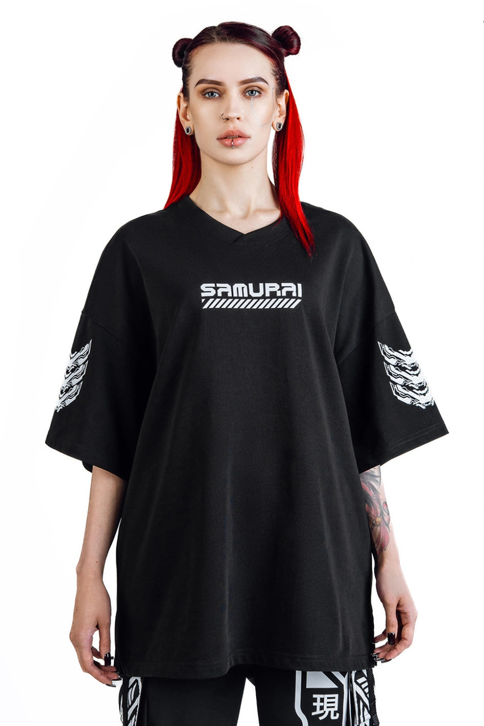 Damen-Kimono-T-Shirt im Oversize-Schnitt mit Prints „Arasaka”