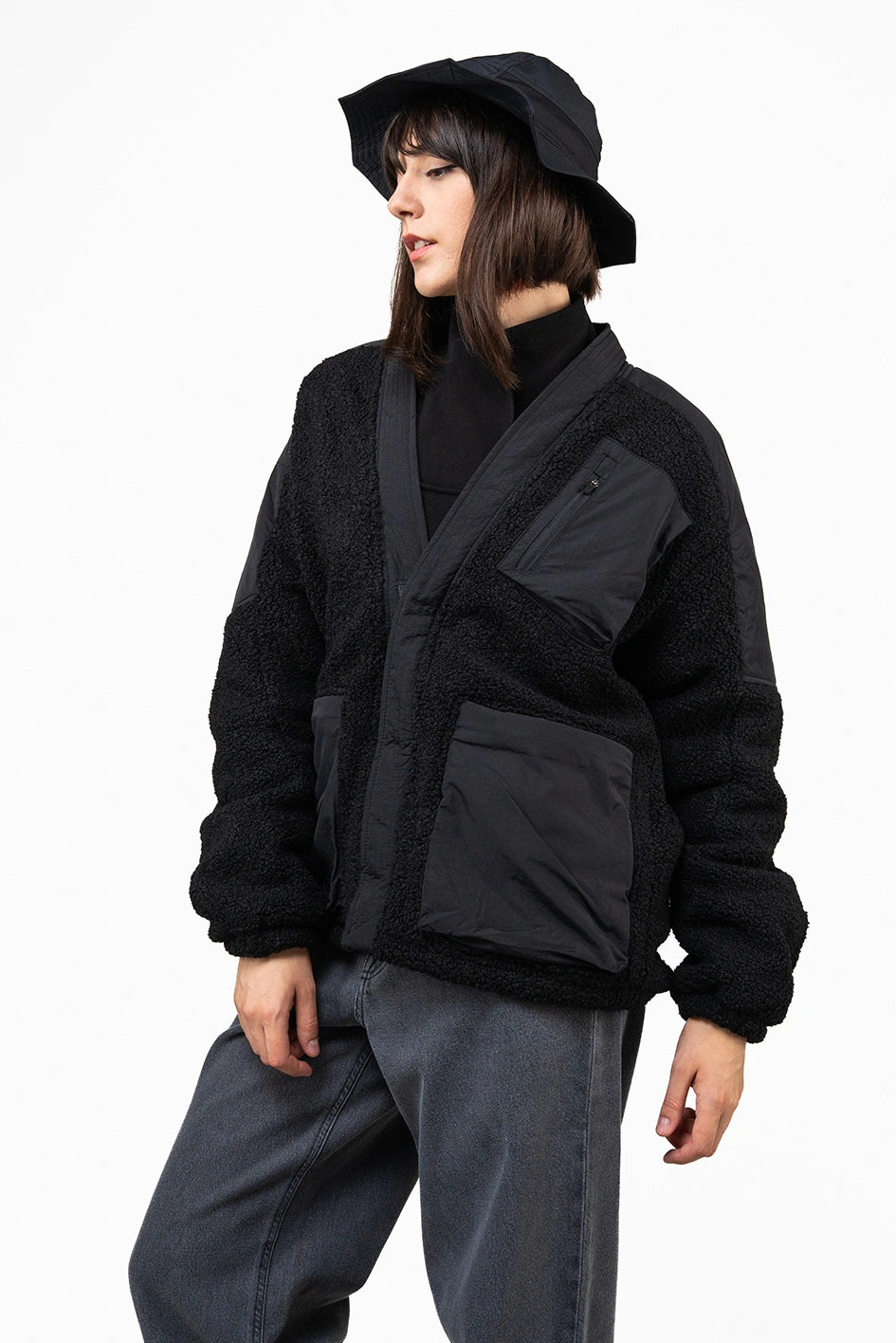 Damen-Kimono aus Fleece und Nylon "Takeda"