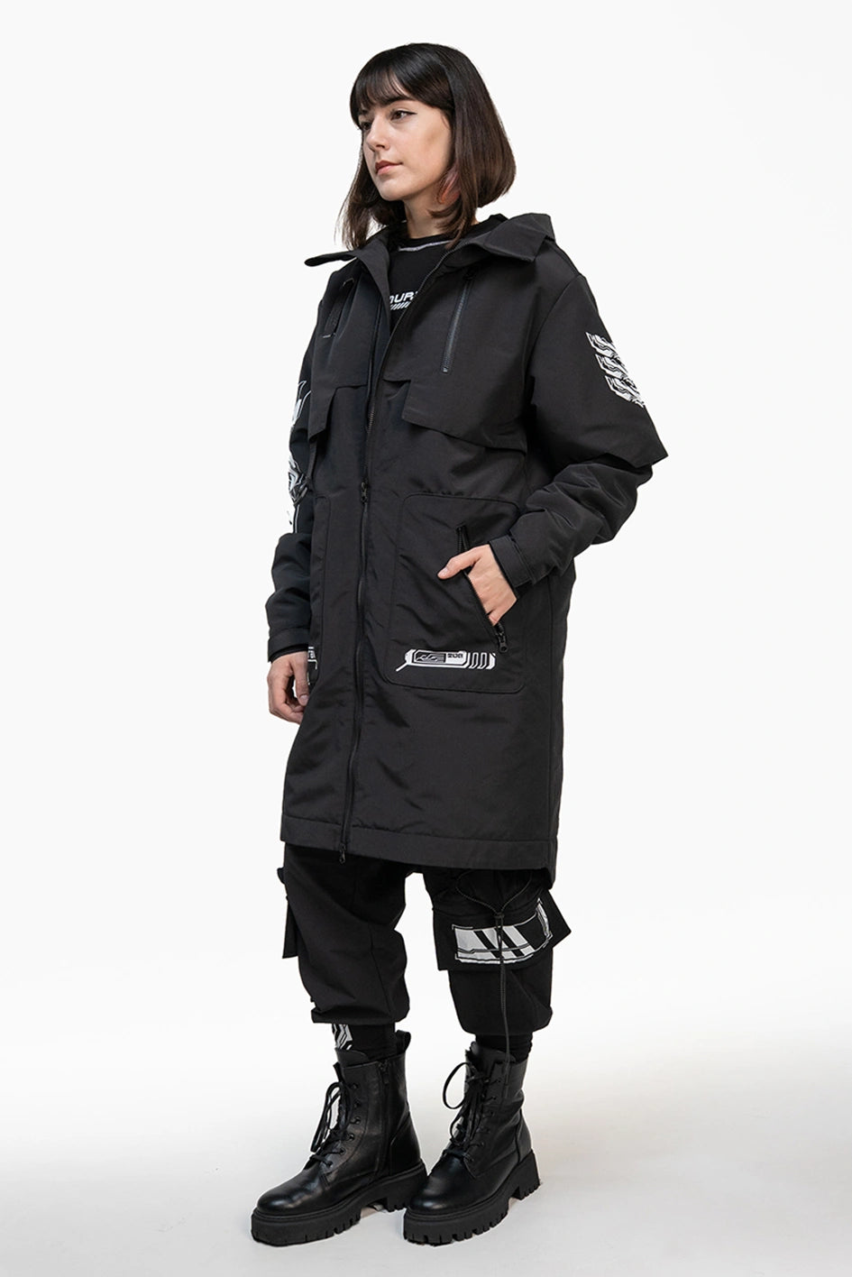 Women's cyberpunk-style printed coat "Viper"